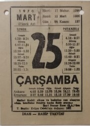 25 Mart 1970 Takvim Yaprağı - Doğum Günü Hediyesi EFM(N)7969 - 1