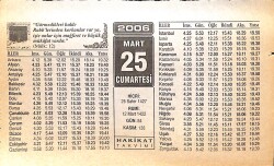 25 Mart 2006 Takvim Yaprağı - Doğum Günü Hediyesi EFMN13241 - Gökçekoleksiyon