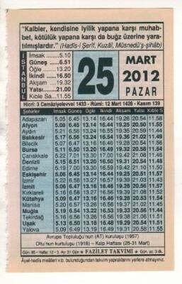 25 Mart 2012 Takvim Yaprağı EFM(N)1895 - 3