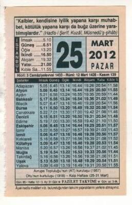 25 Mart 2012 Takvim Yaprağı EFM(N)1895 - 1