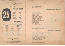 25 Mayıs 1960 Ajans Türk Takvim Yaprağı (Şiirli Saatli) EFM(N)1611 - 1