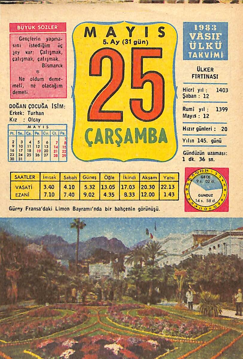 25 Mayıs 1983 Takvim Yaprağı - Doğum Günü Hediyesi EFMN13739 - 1