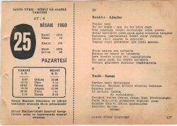 25 Nisan 1960 Ajans Türk Takvim Yaprağı (Şiirli Saatli) EFM(N)1582 - 2