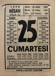 25 Nisan 1970 Takvim Yaprağı - Doğum Günü Hediyesi EFM(N)8280 - 1