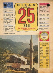 25 Nisan 1972 Takvim Yaprağı - Doğum Günü Hediyesi EFM(N)12260 - Gökçekoleksiyon