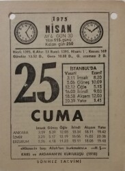 25 Nisan 1975 Takvim Yaprağı - Doğum Günü Hediyesi EFM(N)8152 - Gökçekoleksiyon