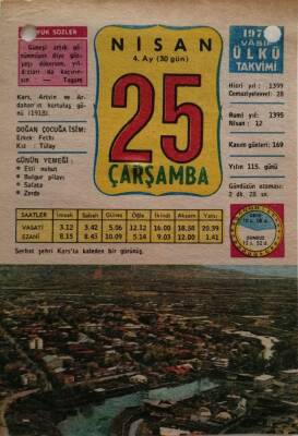 25 Nisan 1979 Takvim Yaprağı - Doğum Günü Hediyesi EFM(N)8500 - 2