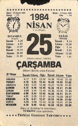 25 Nisan 1984 Takvim Yaprağı - Doğum Günü Hediyesi EFM(N)11210 - Gökçekoleksiyon