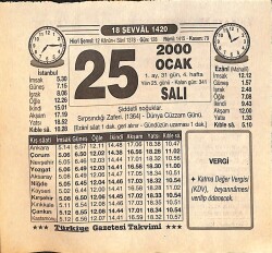 25 Ocak 2000 Takvim Yaprağı - Doğum Günü Hediyesi EFM(N)13210 - Gökçekoleksiyon