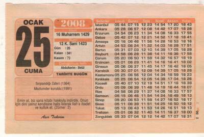 25 Ocak 2008 Takvim Yaprağı EFM(N)4950 - 1