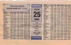 25 Ocak 2008 Takvim Yaprağı EFM(N)5012 - Gökçekoleksiyon