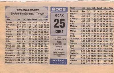 25 Ocak 2008 Takvim Yaprağı EFM(N)5012 - 1