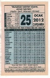 25 Ocak 2012 Takvim Yaprağı EFM(N)1835 - 2