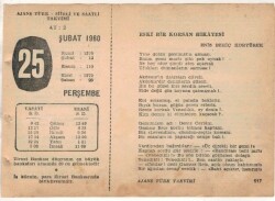 25 Şubat 1960 Ajans Türk Takvim Yaprağı (Şiirli Saatli) EFM(N)1523 - 4
