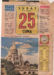 25 Şubat 1972 Takvim Yaprağı EFM(N)5486 - Gökçekoleksiyon