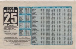 25 Şubat 2007 Takvim Yaprağı EFM(N)5686 - 2