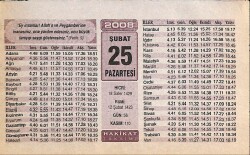 25 Şubat 2008 Takvim Yaprağı - Doğum Günü Hediyesi EFM(N)7519 - Gökçekoleksiyon