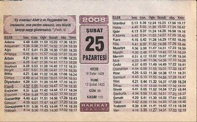 25 Şubat 2008 Takvim Yaprağı - Doğum Günü Hediyesi EFM(N)7519 - 1