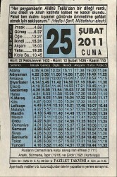 25 Şubat 2011 Takvim Yaprağı - Doğum Günü Hediyesi EFM(N)7578 - Gökçekoleksiyon
