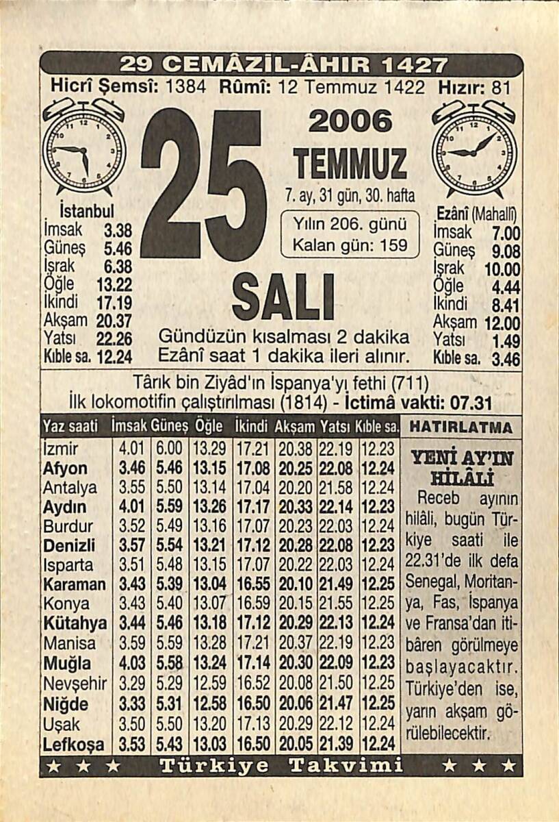 25 Temmuz 2006 Takvim Yaprağı - Doğum Günü Hediyesi EFMN15766 - 1