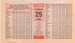 25 Temmuz 2008 Takvim Yaprağı EFM(N)2137 - 2