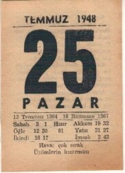 25Temmuz 1948 Takvim Yaprağı EFM(N)1440 - 4