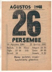 26 Ağustos 1948 Takvim Yaprağı EFM(N)1472 - 1