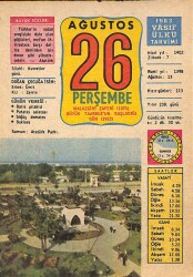 26 Ağustos 1982 Takvim Yaprağı - Doğum Günü Hediyesi EFM(N)9235 - Gökçekoleksiyon
