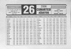 26 Ağustos 2006 Takvim Yaprağı - Doğum Günü Hediyesi EFMN14173 - Gökçekoleksiyon