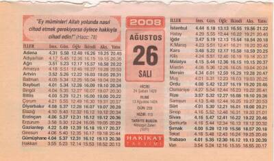 26 Ağustos 2008 Takvim Yaprağı EFM(N)2519 - 3