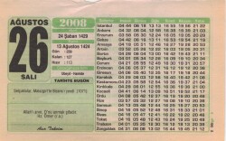 26 Ağustos 2008 Takvim Yaprağı EFM(N)2520 - 3