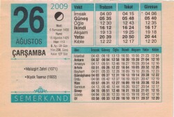 26 Ağustos 2009 Takvim Yaprağı EFM(N)2521 - 3