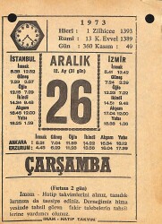 26 Aralık 1973 Takvim Yaprağı - Doğum Günü Hediyesi EFMN13661 - Gökçekoleksiyon