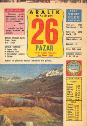 26 Aralık 1982 Takvim Yaprağı - Doğum Günü Hediyesi EFMN13649 - Gökçekoleksiyon