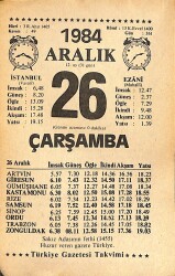 26 Aralık 1984 Takvim Yaprağı - Doğum Günü Hediyesi EFMN14498 - Gökçekoleksiyon