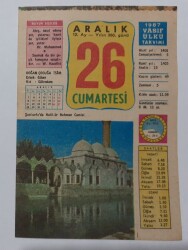 26 Aralık 1987 Takvim Yaprağı - Doğum Günü Hediyesi EFM(N)6936 - Gökçekoleksiyon