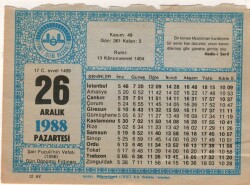 26 Aralık 1988 Takvim Yaprağı EFM(N)4492 - 1