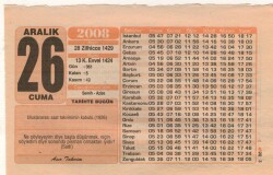 26 Aralık 2008 Takvim Yaprağı EFM(N)4369 - 2