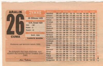 26 Aralık 2008 Takvim Yaprağı EFM(N)4369 - 2