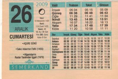 26 Aralık 2009 Takvim Yaprağı EFM(N)4400 - 1