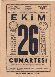 26 Ekim 1963 Takvim Yaprağı EFM(N)3574 - 2