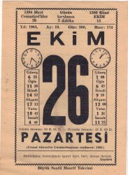 26 Ekim 1964 Takvim Yaprağı EFM(N)3573 - 2