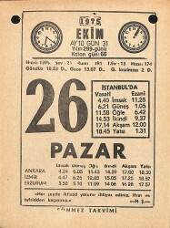 26 Ekim 1975 Takvim Yaprağı - Doğum Günü Hediyesi EFM(N)12548 - Gökçekoleksiyon