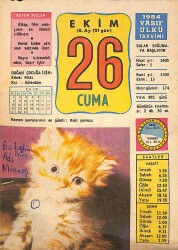 26 Ekim 1984 Takvim Yaprağı - Doğum Günü Hediyesi EFMN14813 - Gökçekoleksiyon