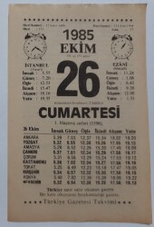 26 Ekim 1985 Takvim Yaprağı - Doğum Günü Hediyesi EFM(N)6671 - Gökçekoleksiyon