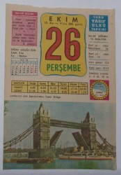 26 Ekim 1989 Takvim Yaprağı - Doğum Günü Hediyesi EFM(N)6570 - Gökçekoleksiyon