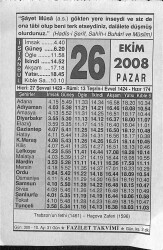 26 Ekim 2008 Takvim Yaprağı - Doğum Günü Hediyesi EFM(N)10668 - 3