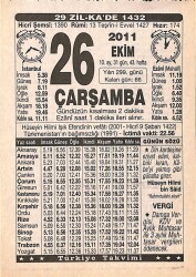 26 Ekim 2011 Takvim Yaprağı - Doğum Günü Hediyesi EFMN15294 - Gökçekoleksiyon