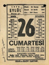 26 Eylül 1970 Takvim Yaprağı - Doğum Günü Hediyesi EFM(N)9902 - 1