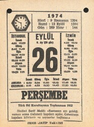 26 Eylül 1974 Takvim Yaprağı - Doğum Günü Hediyesi EFM(N)12347 - Gökçekoleksiyon